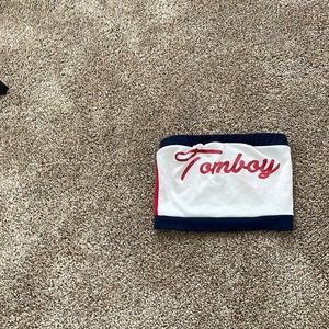 Fashion nova halter top red, navy blue and white